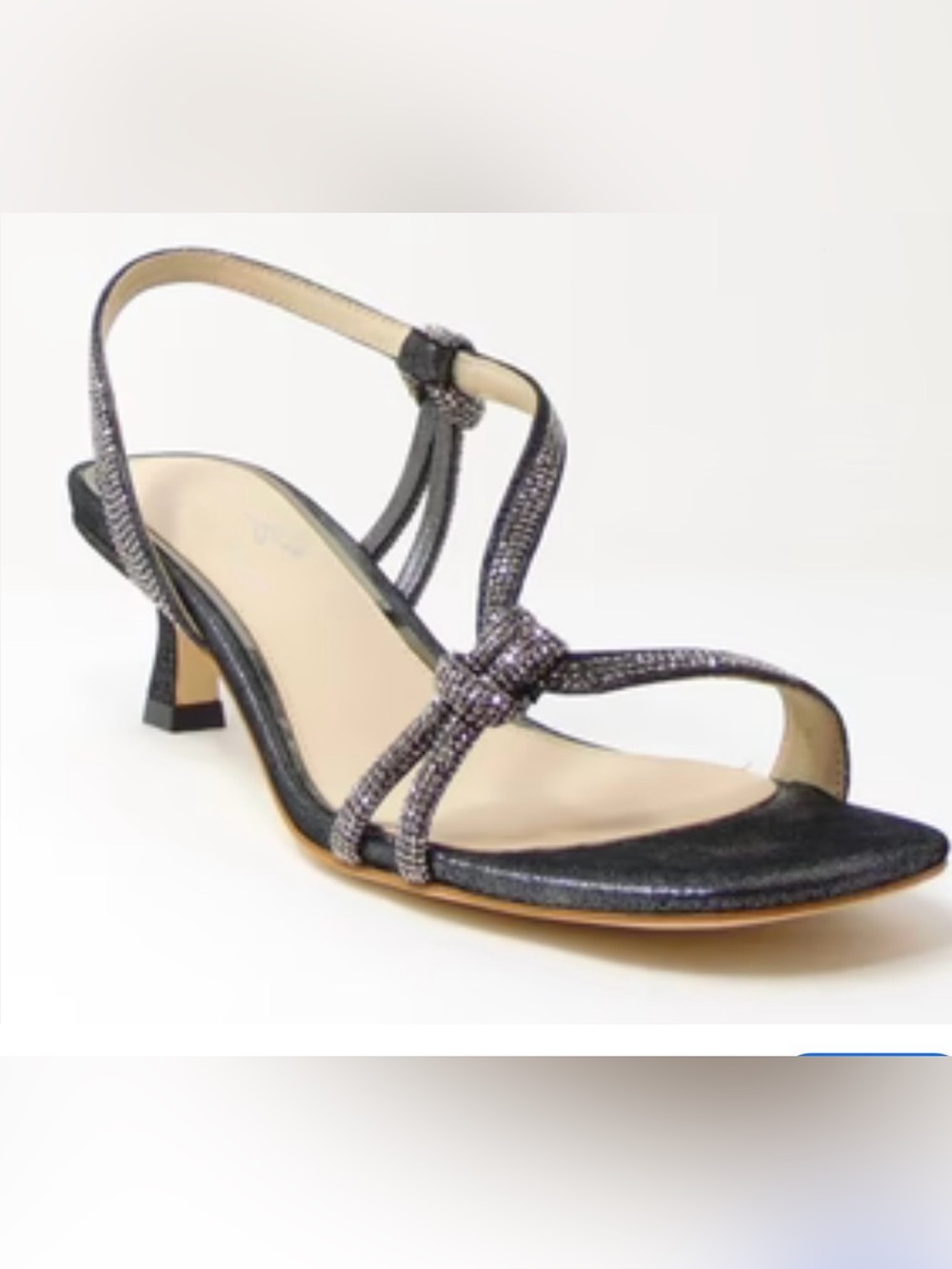 Tina Rose Women's Black Rhinestone Embellished Knot-Strap Sandals- New in box